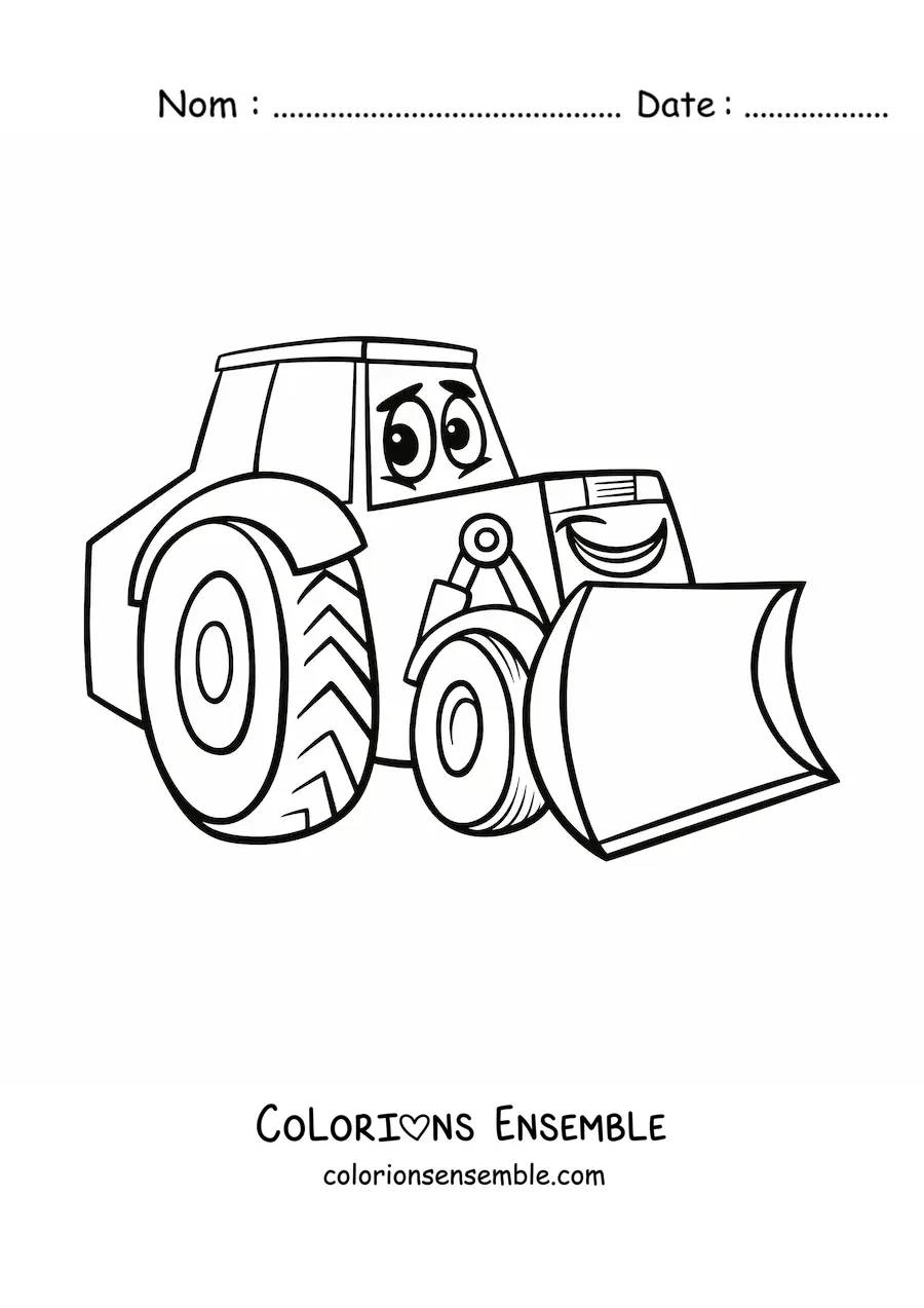 Image à colorier d'une pelleteuse animée