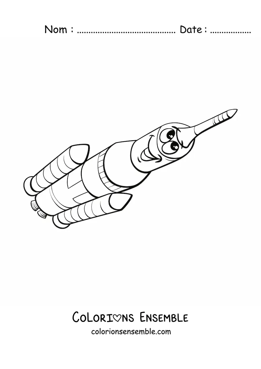 Image à colorier d'une fusée animée