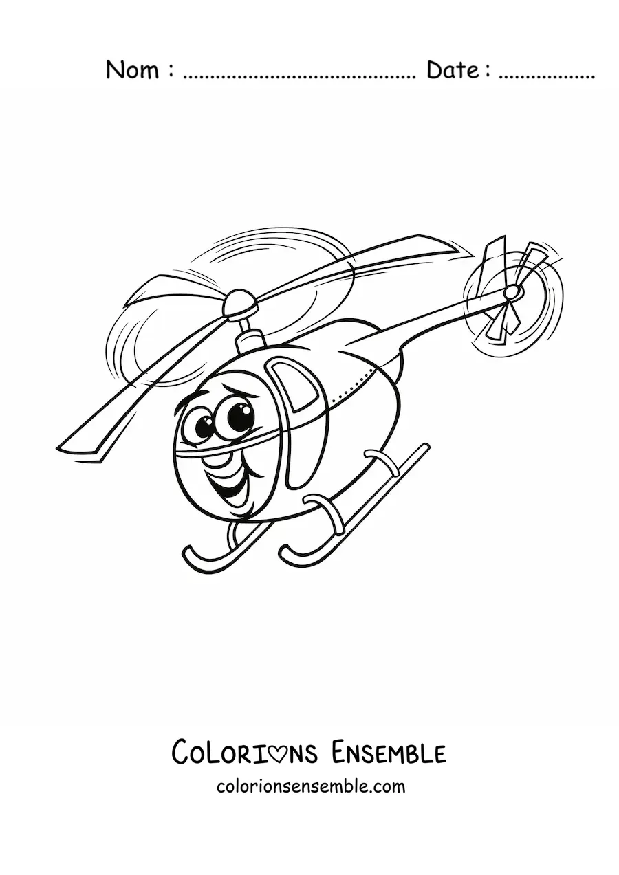 Image à colorier d'un hélicoptère animé