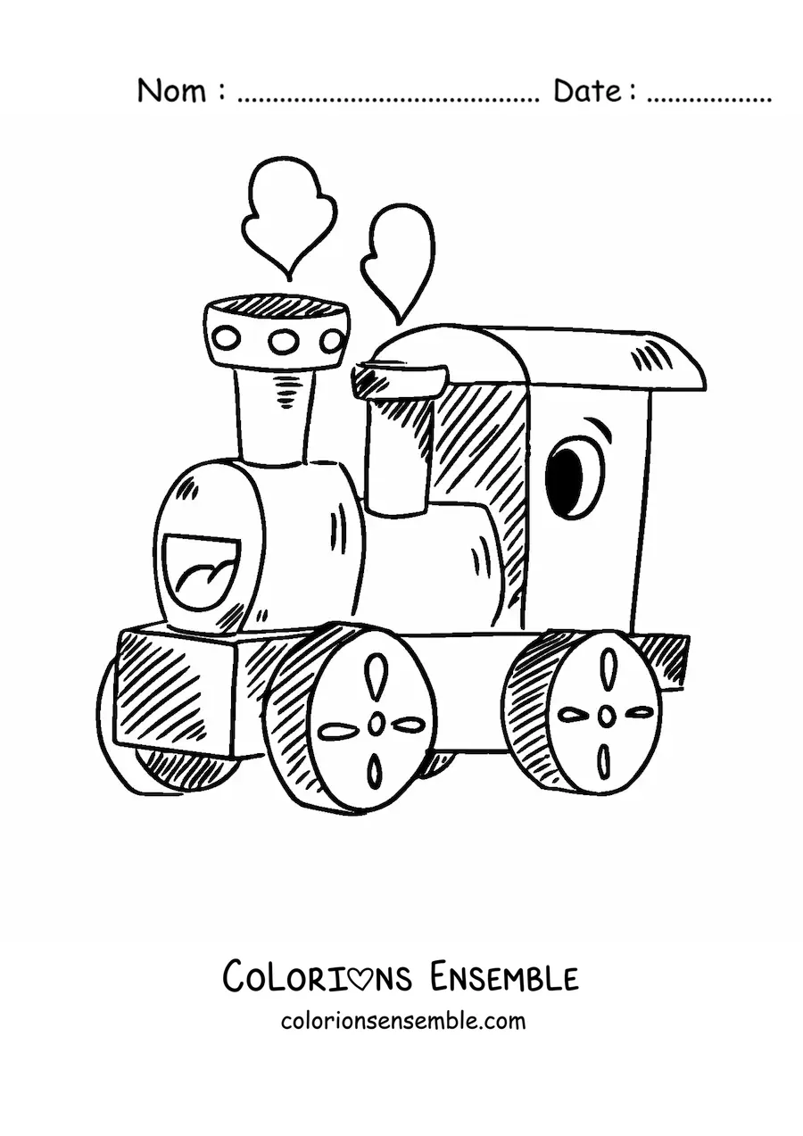 Image à colorier d'un train animé