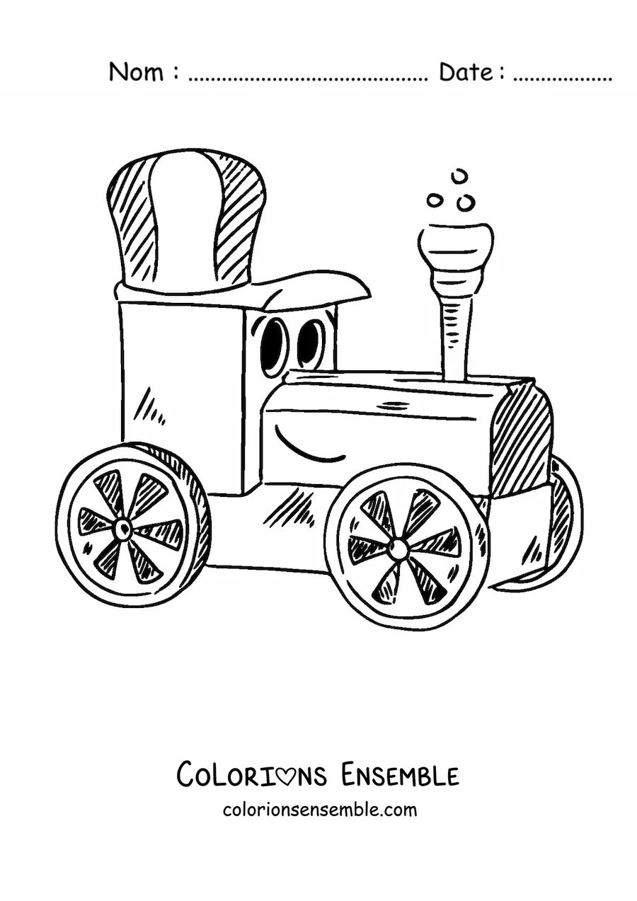 Image à colorier d'un grand train animé