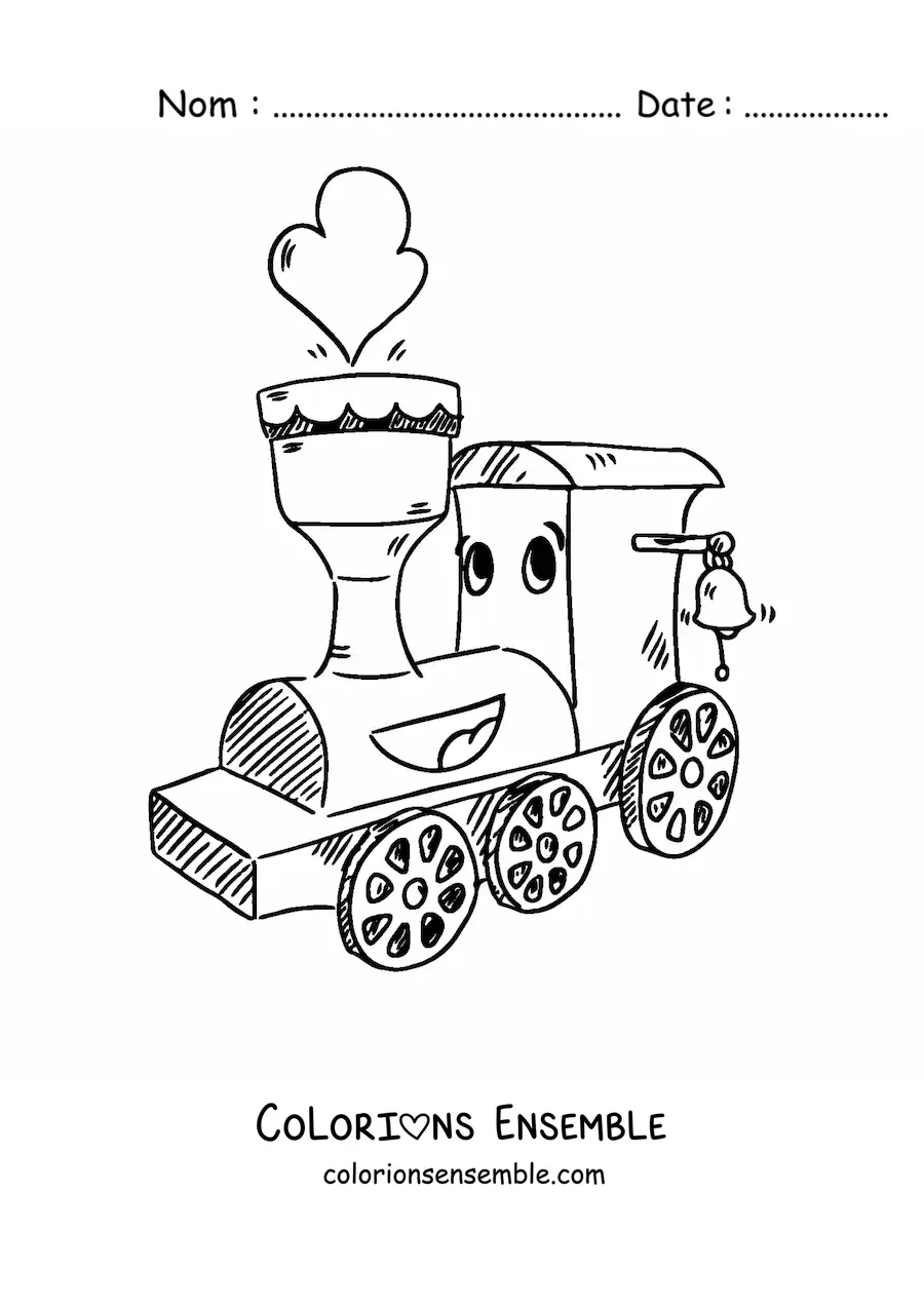 Image à colorier d'un joli train animé