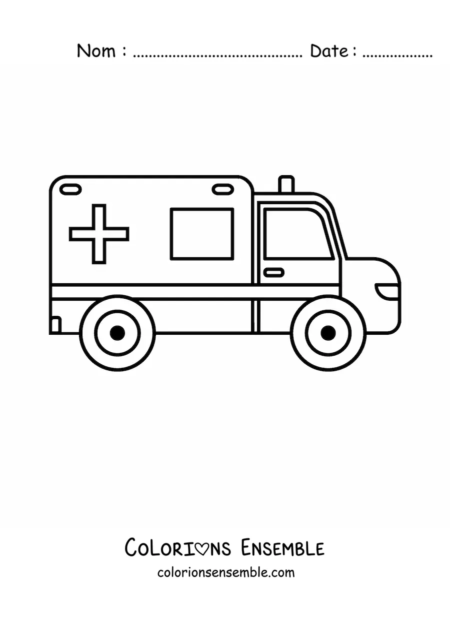 Image à colorier d’une ambulance