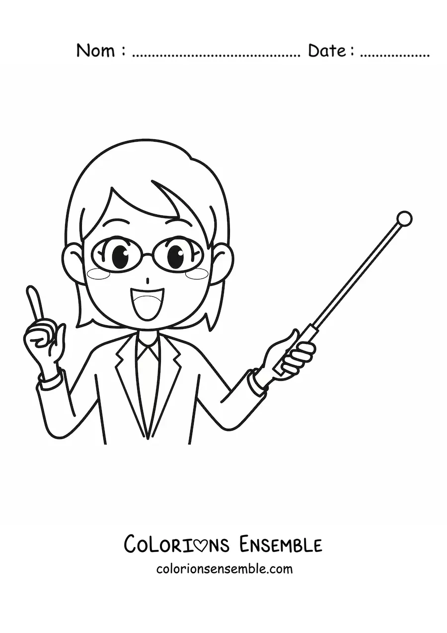 Image à colorier d'une enseignante