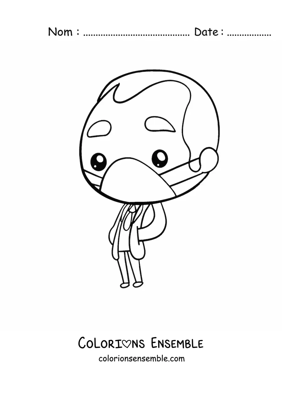 Image à colorier d'un docteur kawaii avec un grand masque