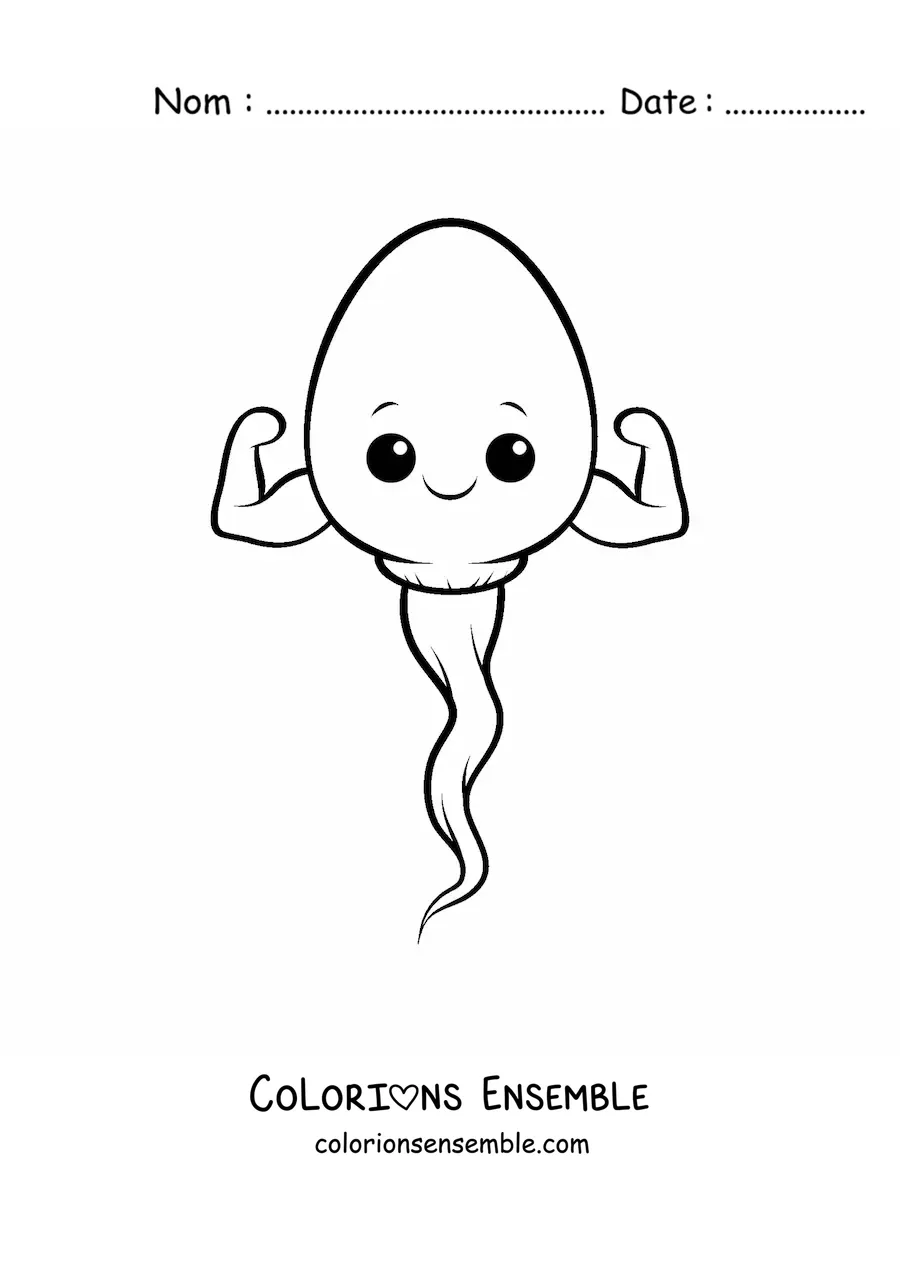 Coloriage d'un spermatozoïde kawaii