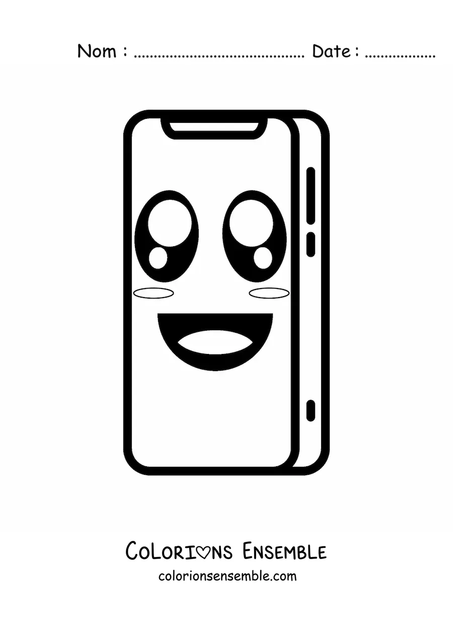 Coloriage facile d'un smartphone kawaii