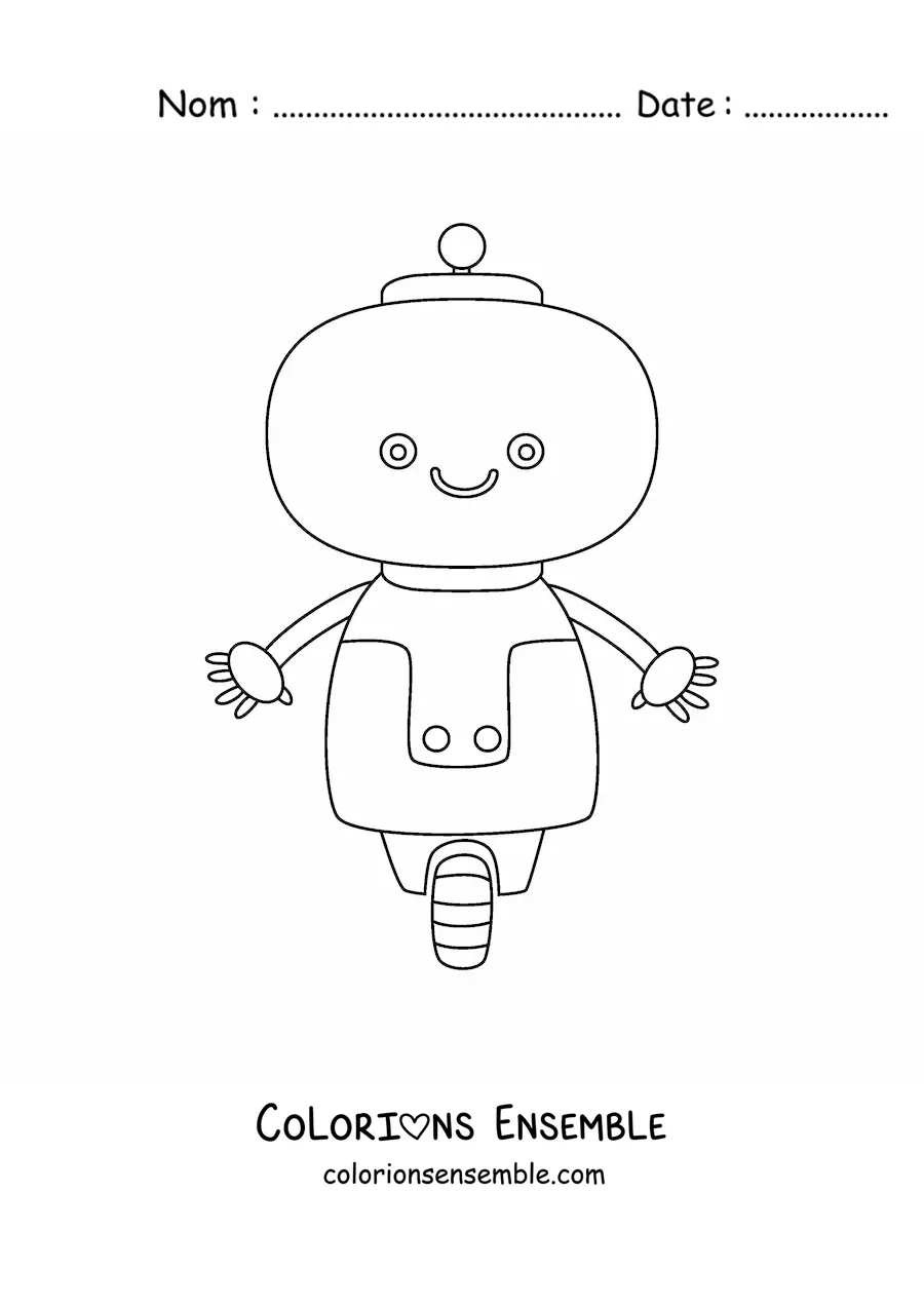 Coloriage d'un robot kawaii en dessin animé