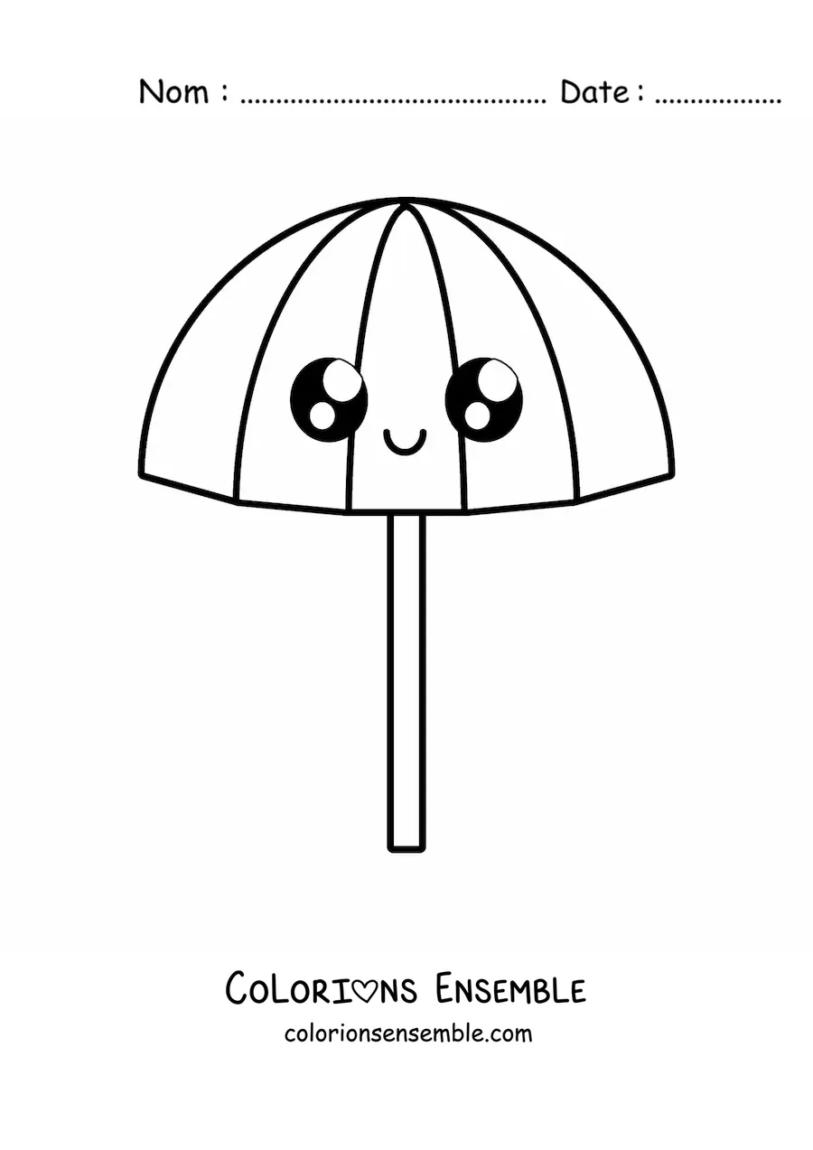 Coloriage d'un grand parasol kawaii