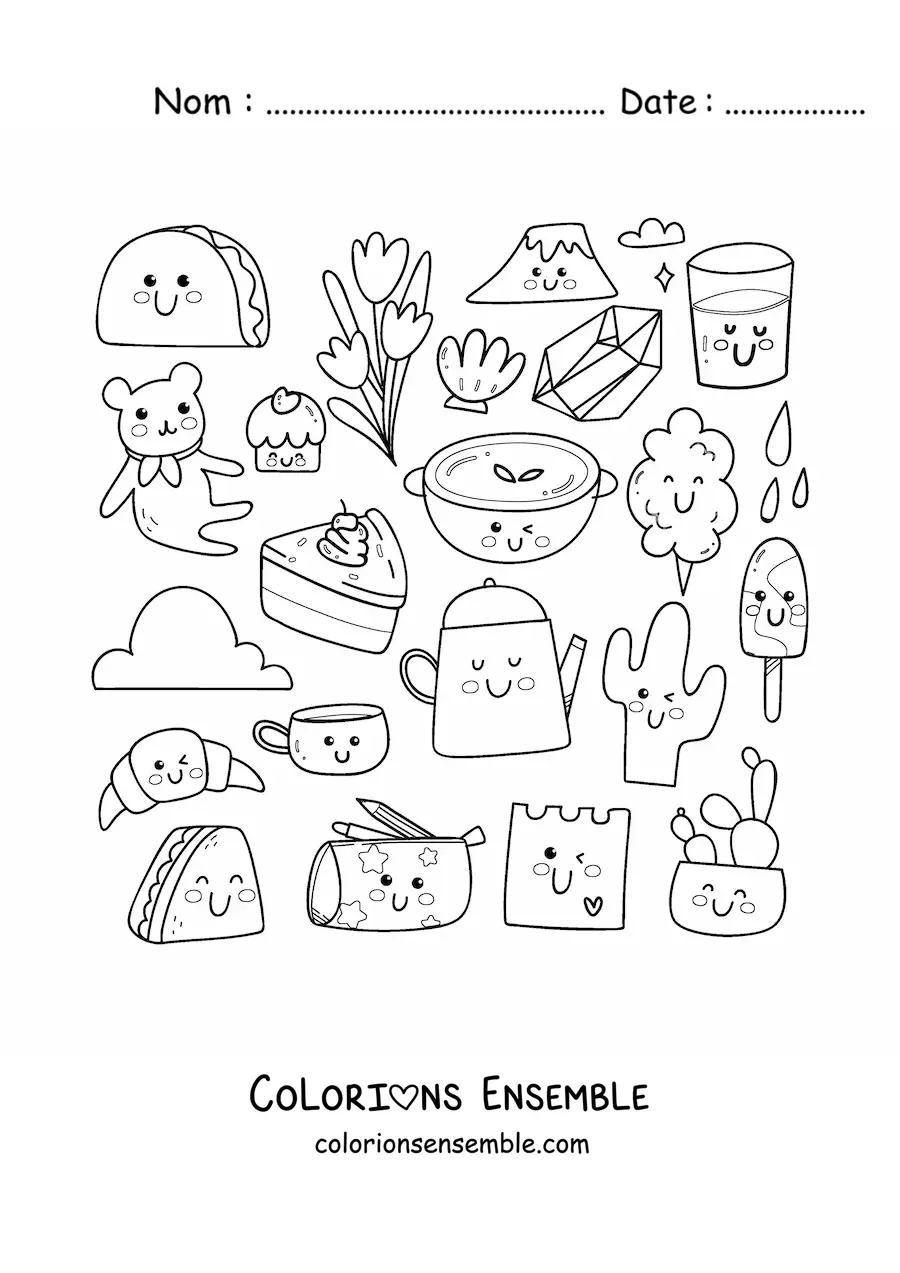 Coloriage de nourriture et de bonbons kawaii