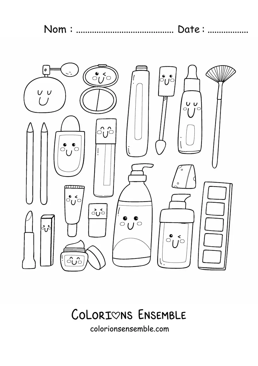 Coloriage de maquillage kawaii