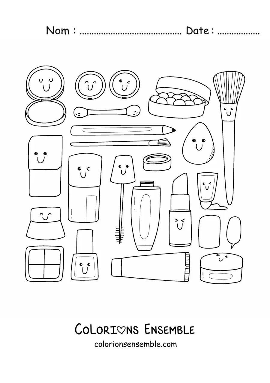 Coloriage d'articles de maquillage en dessin animé