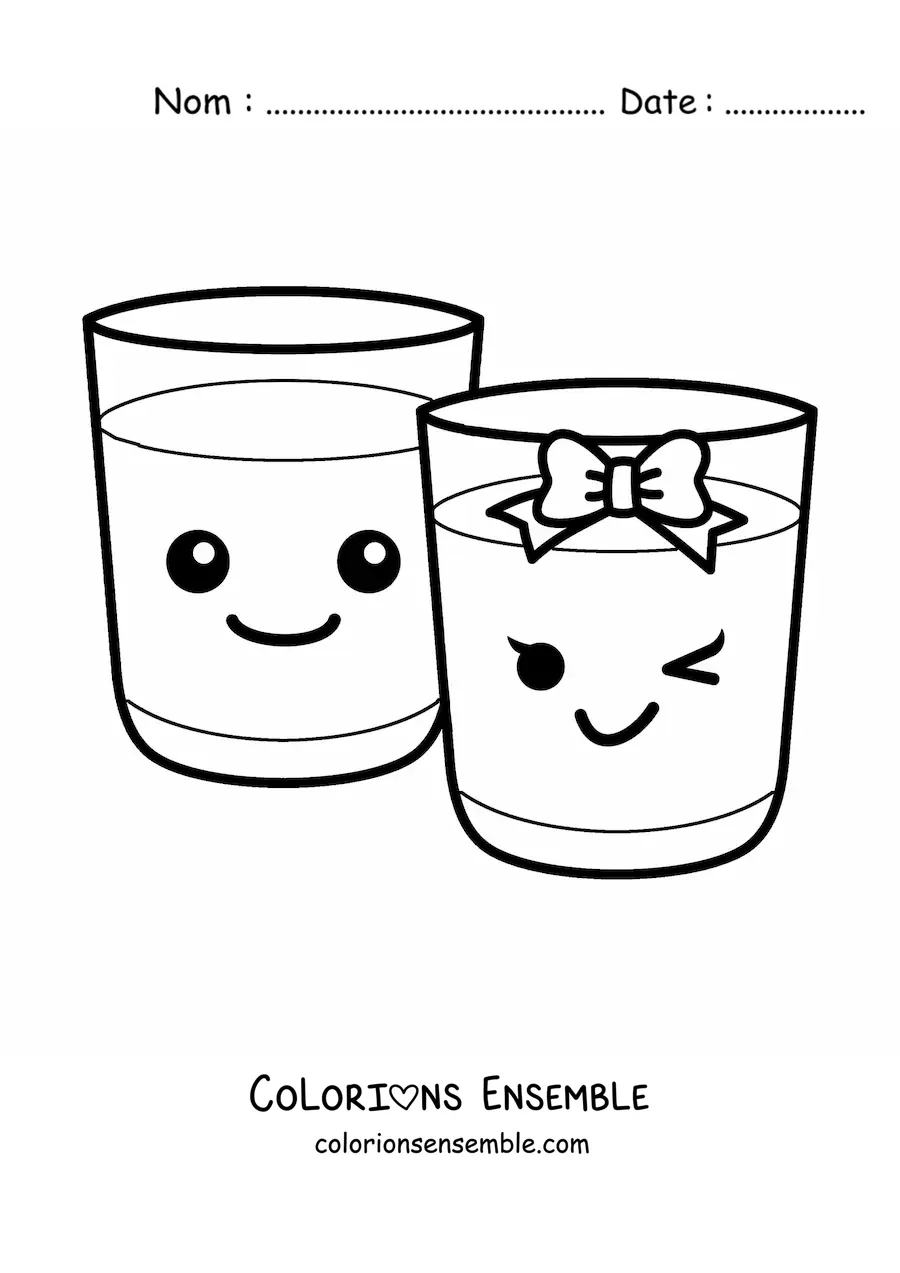 Coloriage de verres kawaii bien remplis