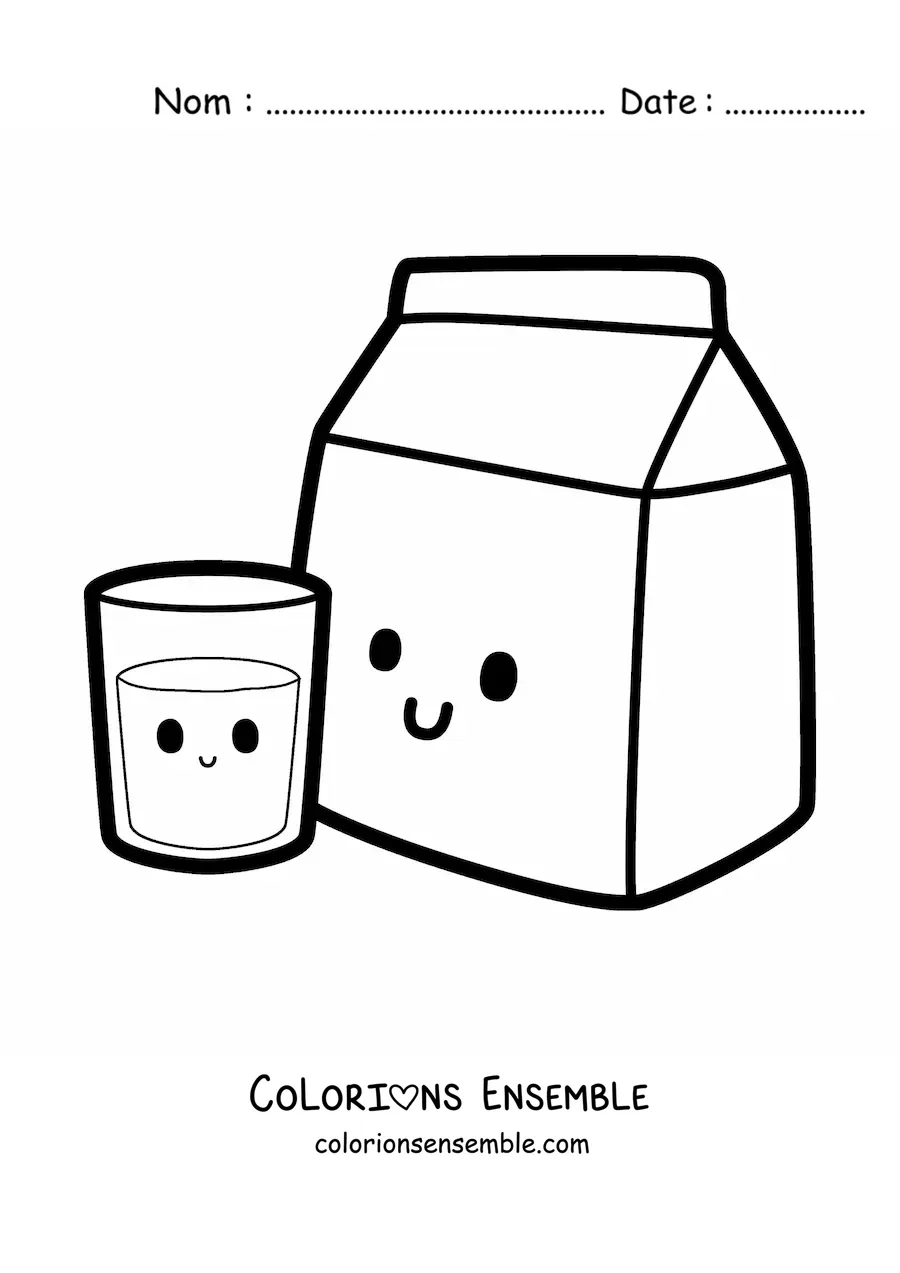 Coloriage d'un verre de lait kawaii