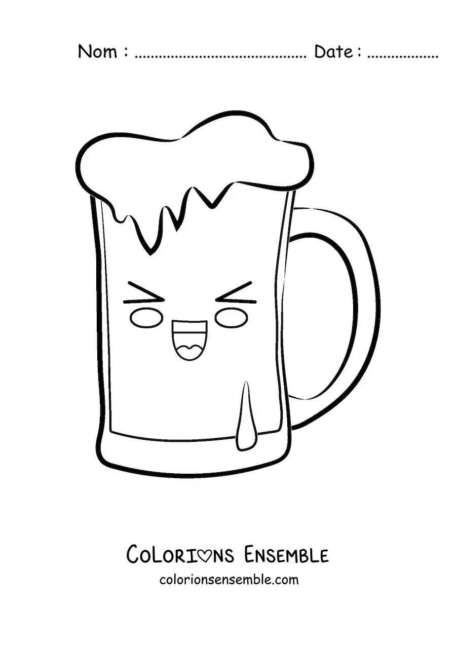 Coloriage d'un verre de bière en dessin animé