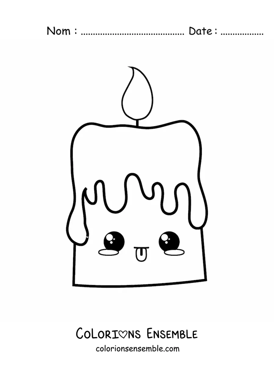 Coloriage d'une bougie kawaii allumée