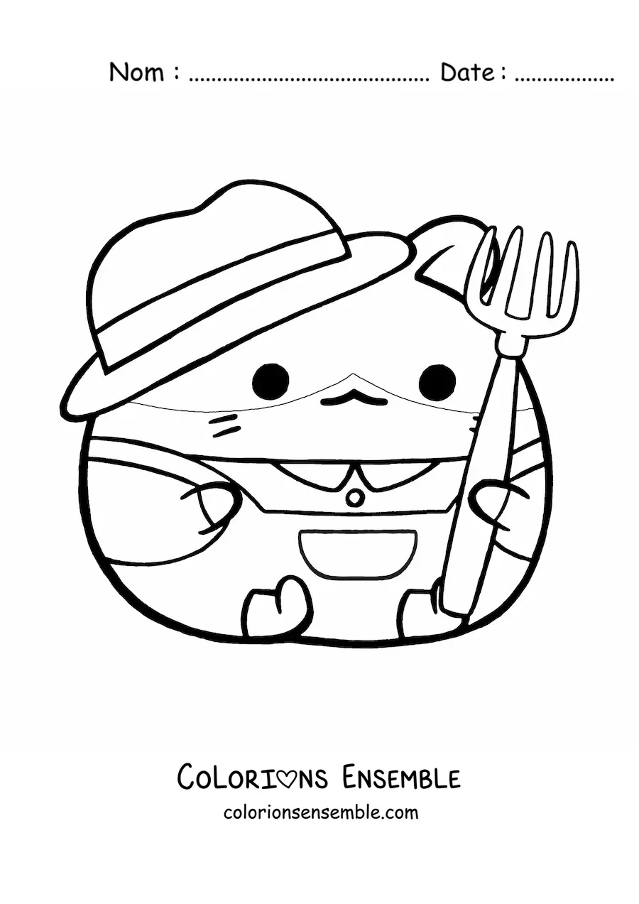 Coloriage d'un grand hamster fermier kawaii