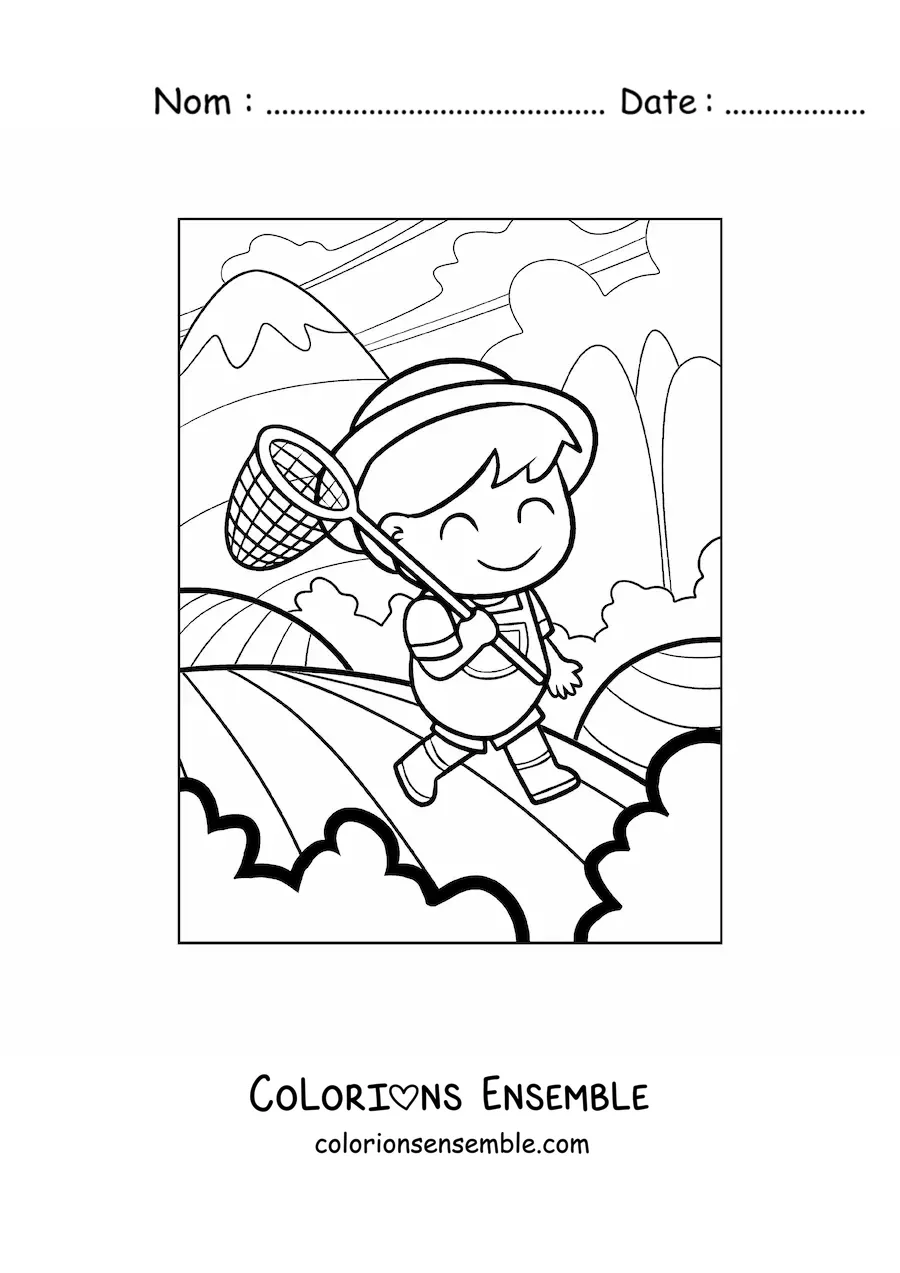 Coloriage d’un fermier kawaii en caricature