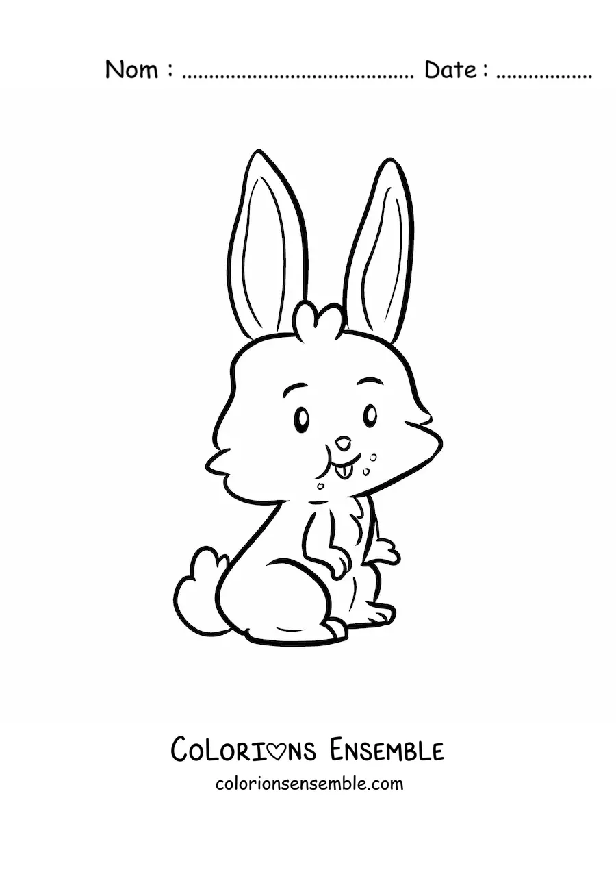 Coloriage d’un lapin kawaii en train de manger