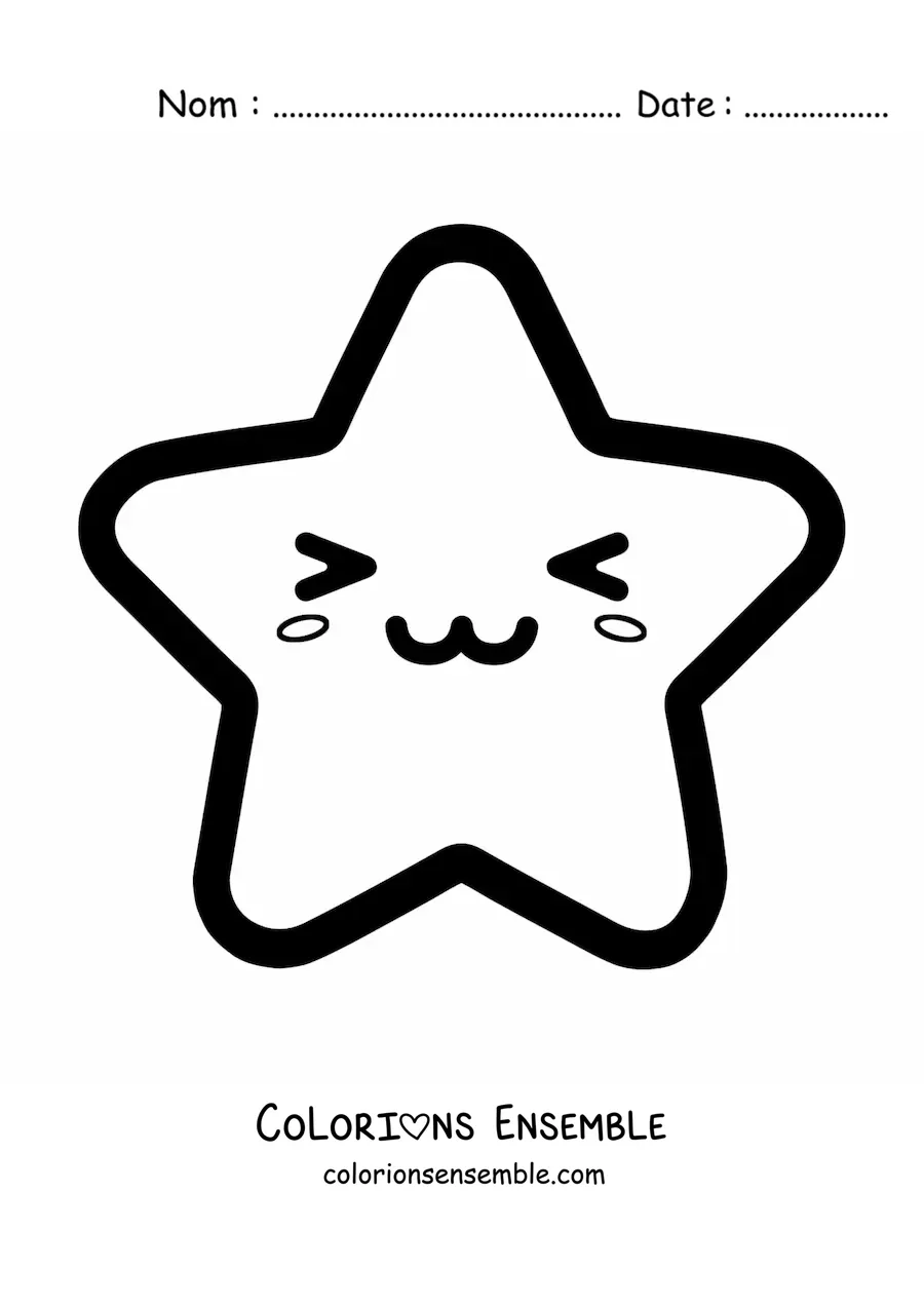 Coloriage d’une étoile kawaii animée