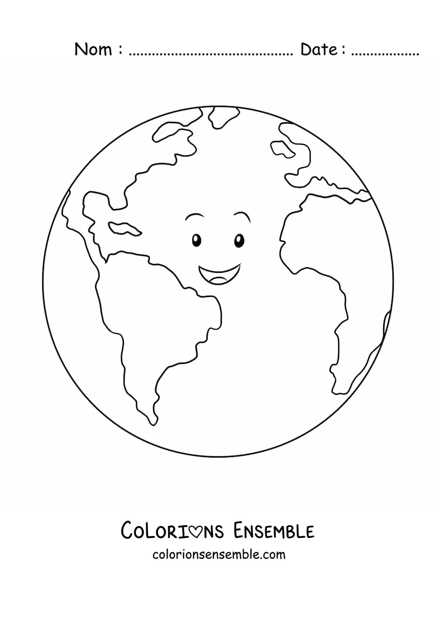 Coloriage de la Terre toute heureuse