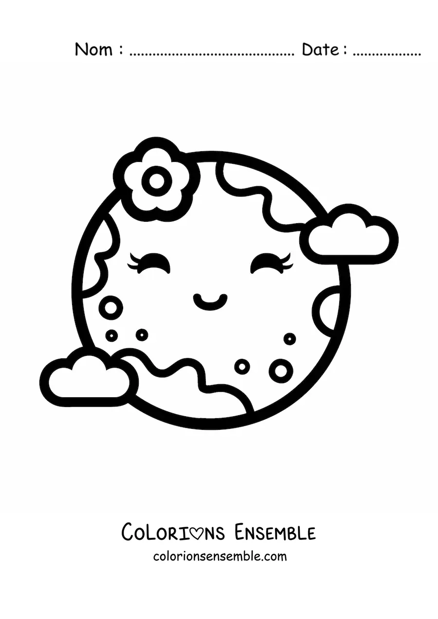 Coloriage de la Terre mère kawaii