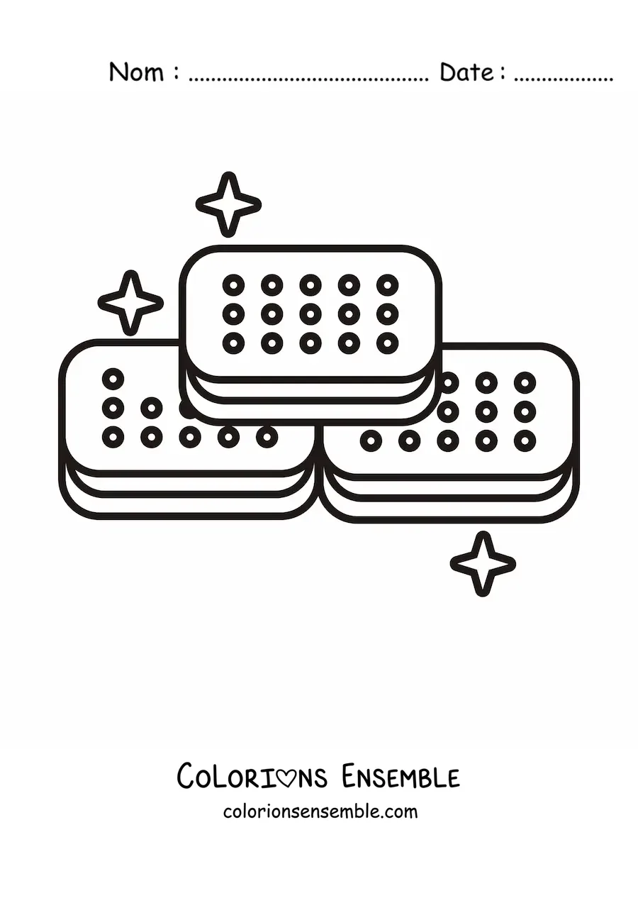 Image à colorier de trois sandwichs à la glace en pyramide avec des paillettes