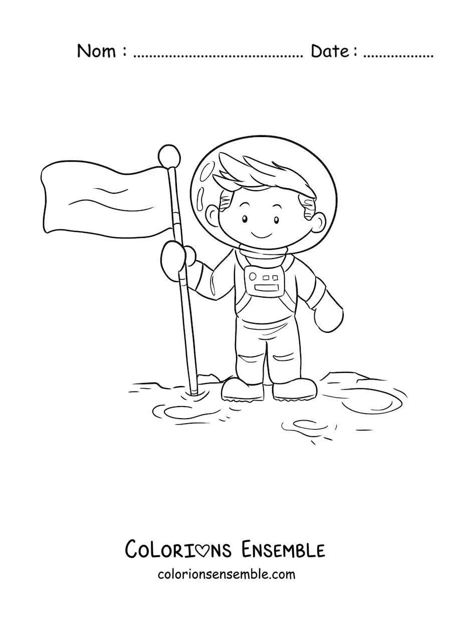 Coloriage d’un homme sur la Lune