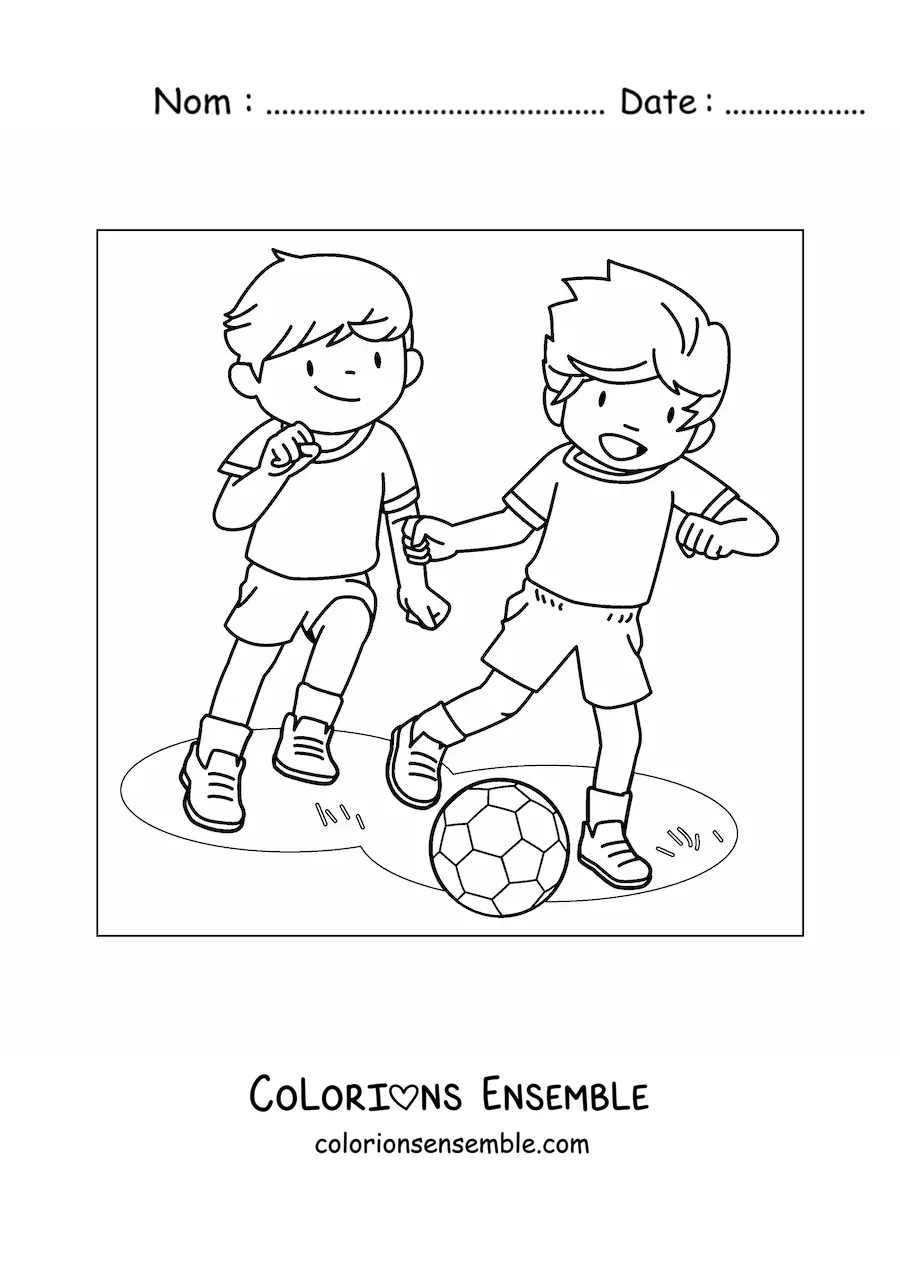 Coloriage d’enfants qui jouent au football