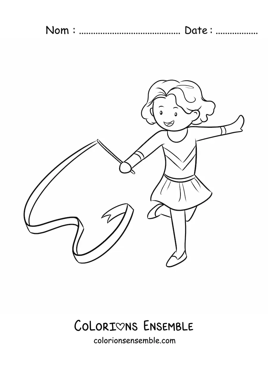 Image à colorier d'une fille qui pratique la gymnastique artistique