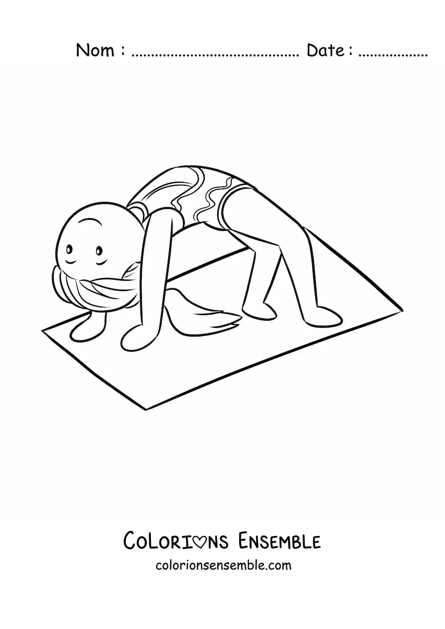 Image à colorier d'une gymnaste sur le tapis