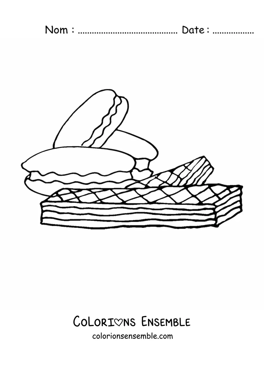 Image à colorier de plusieurs biscuits fourrés