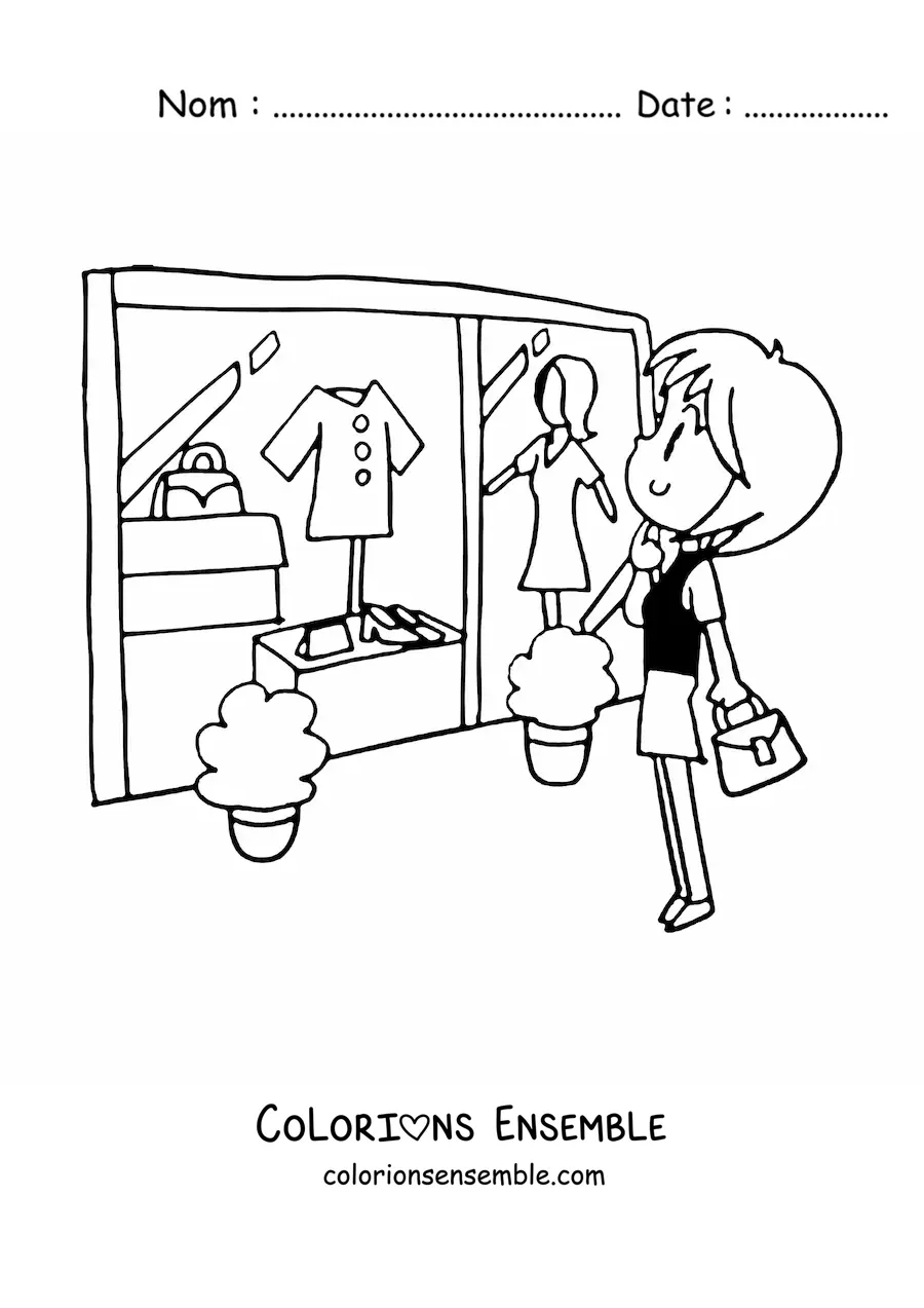 Image à colorier d'une boutique de chemisiers pour femmes