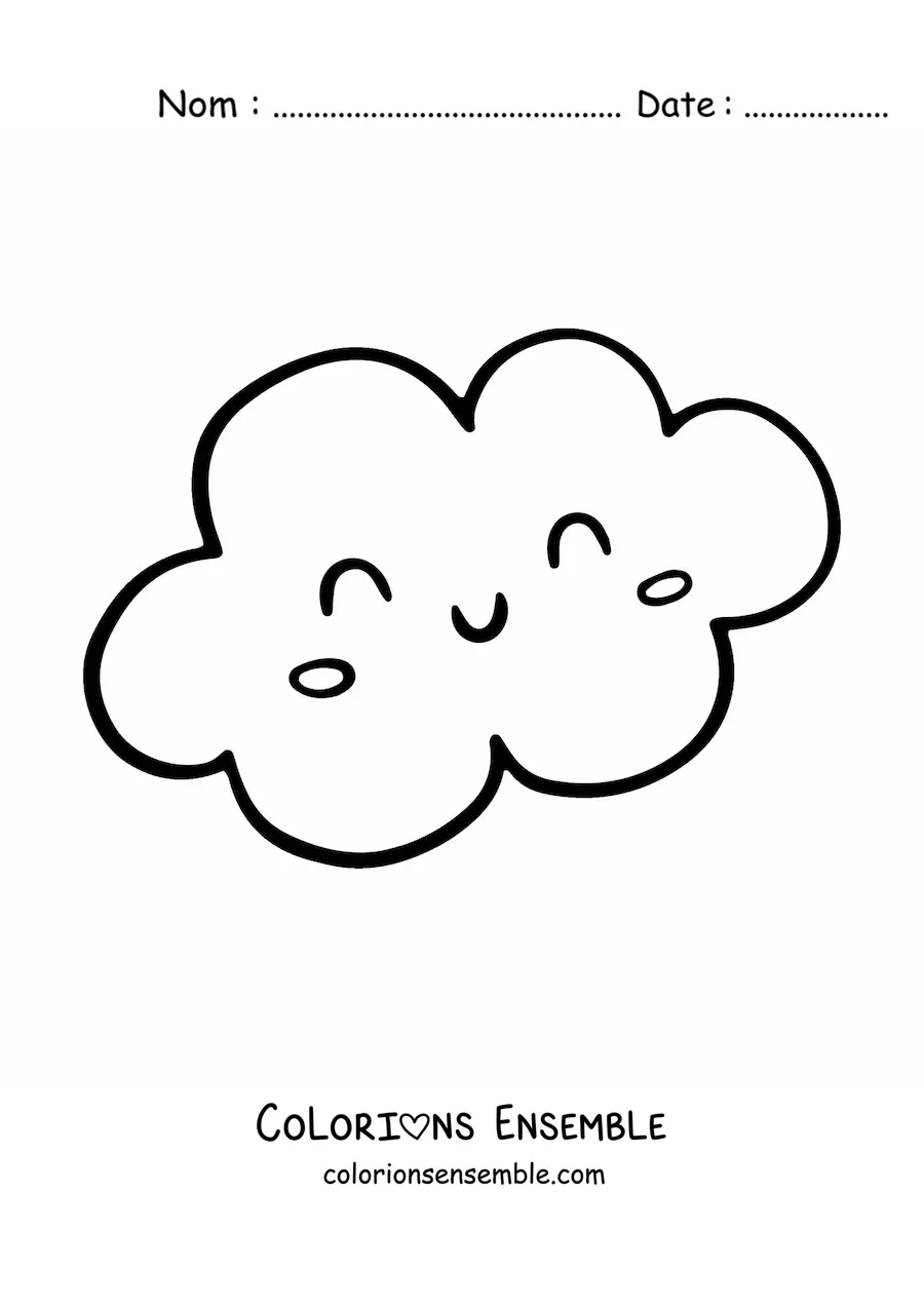 Image à colorier d'un grand nuage kawaii