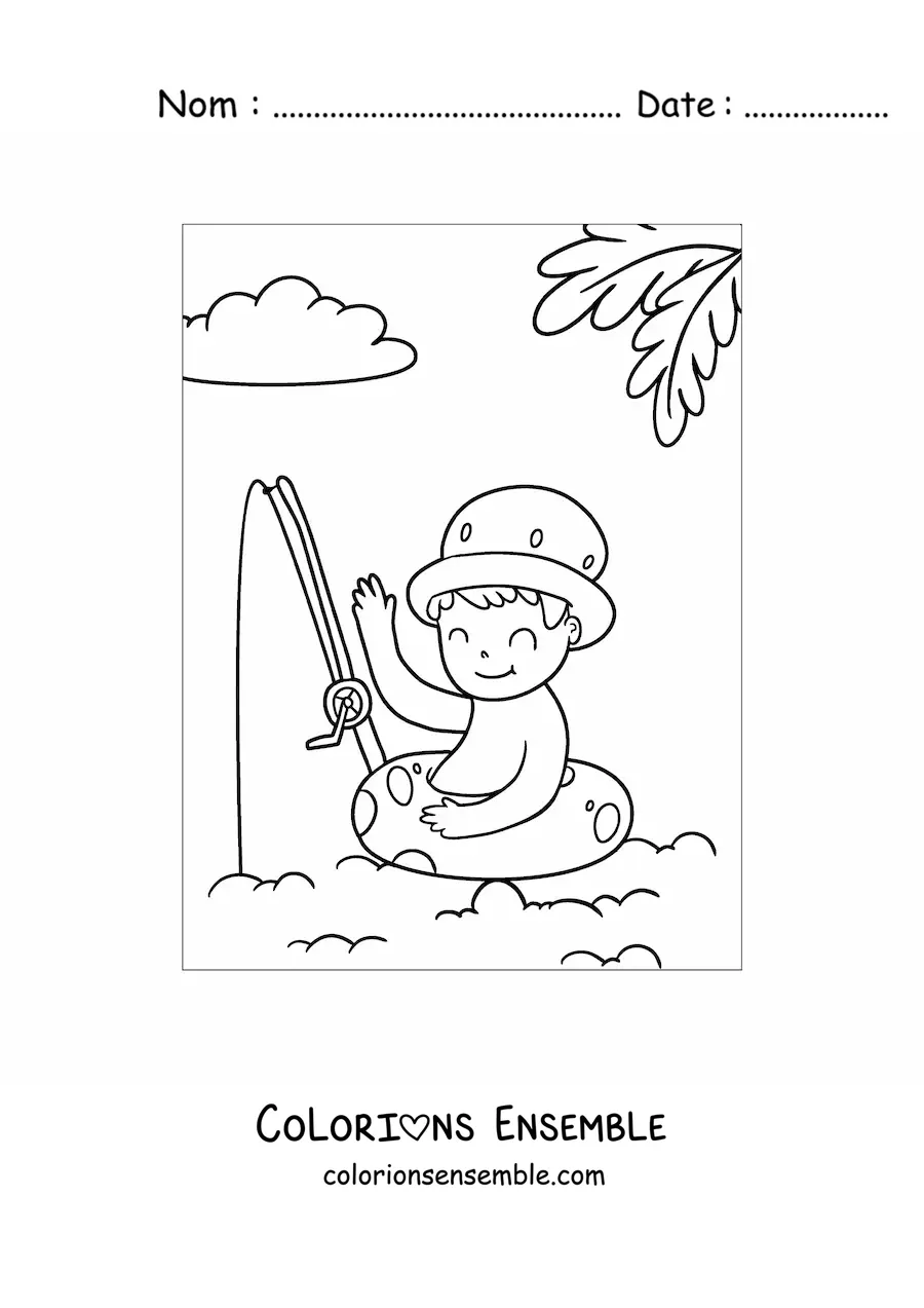 Coloriage d'un enfant lors d'une journée à la plage