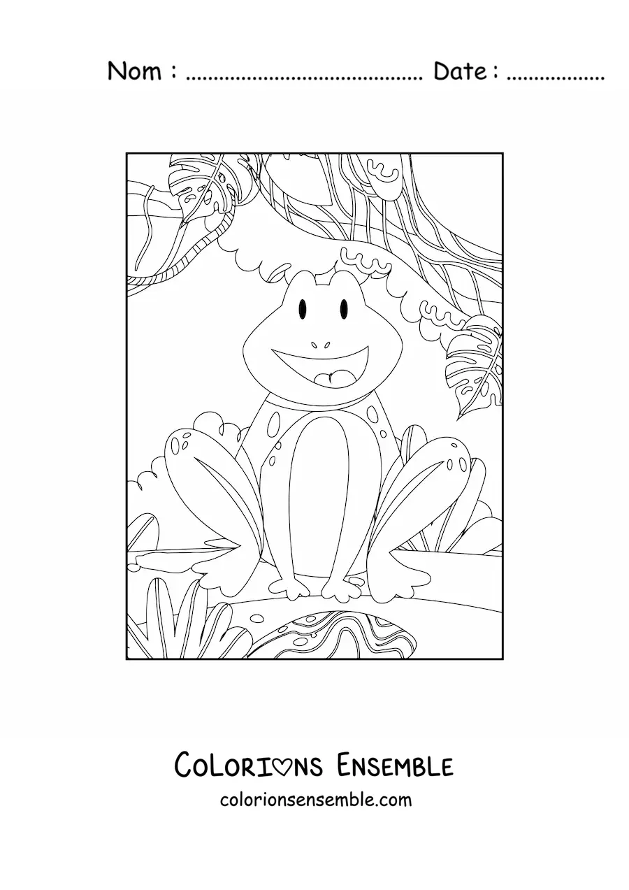 Coloriage d'une grenouille de la forêt tropicale
