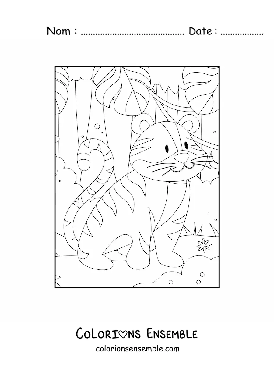 Coloriage d'un tigre sauvage