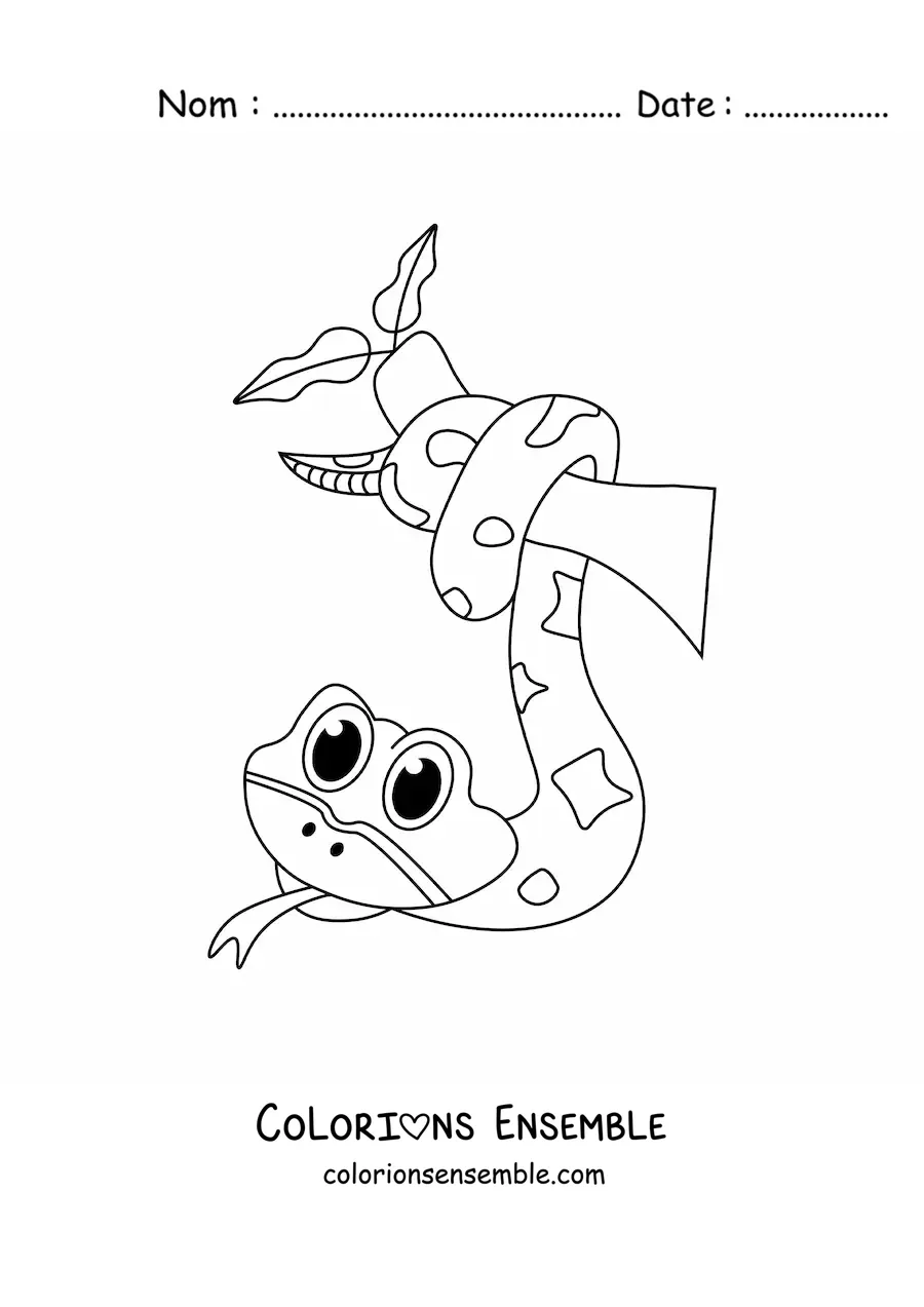 Coloriage d'un serpent kawaii de la jungle