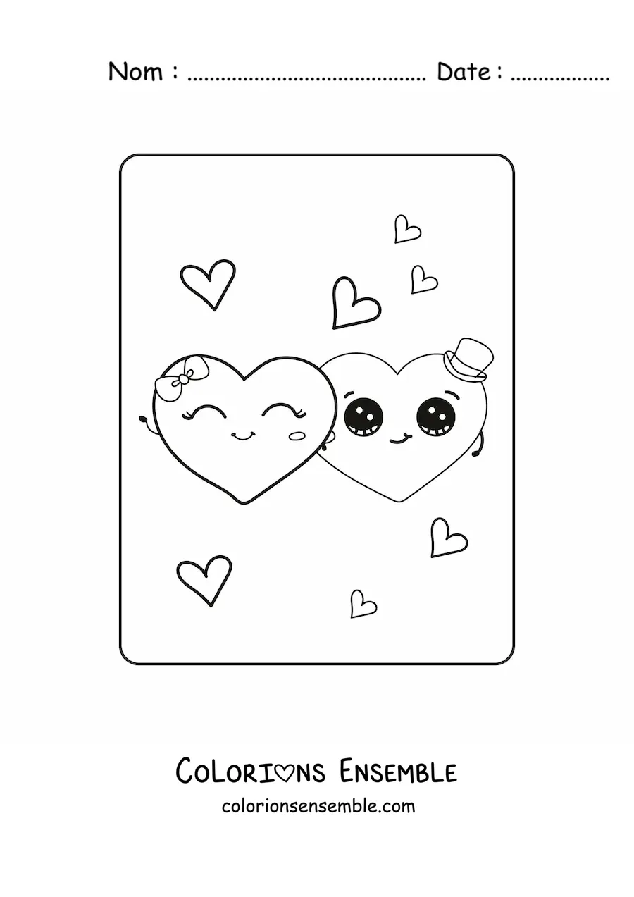 Coloriage d'un couple de cœurs