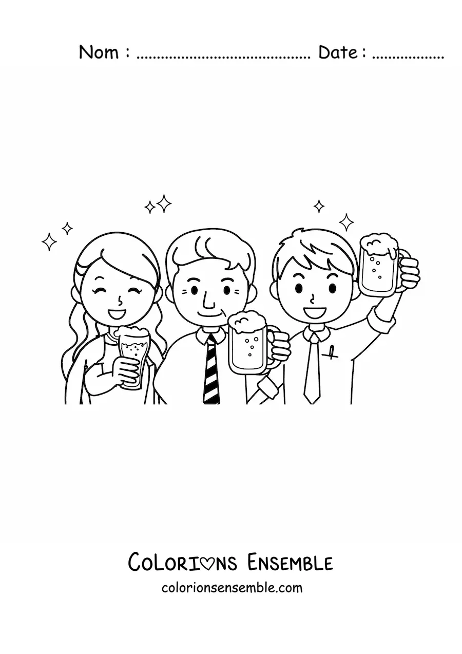 Coloriage d'un toast du Nouvel An