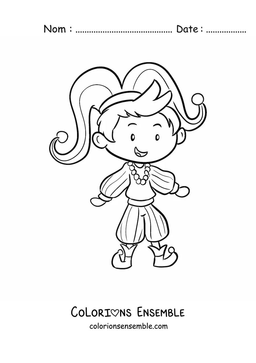 Image à colorier d'un garçon en costume de carnaval