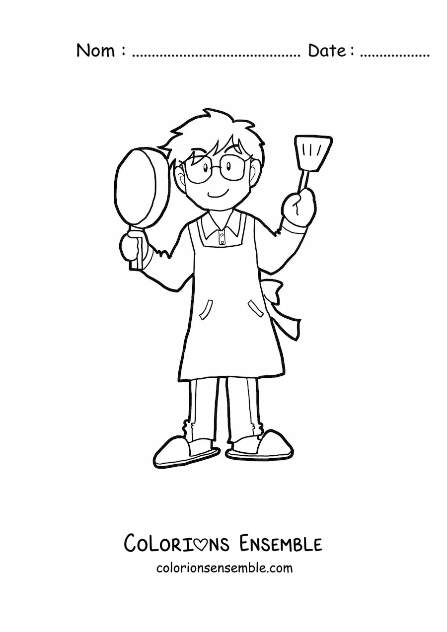 Image à colorier d'un papa cuisinier