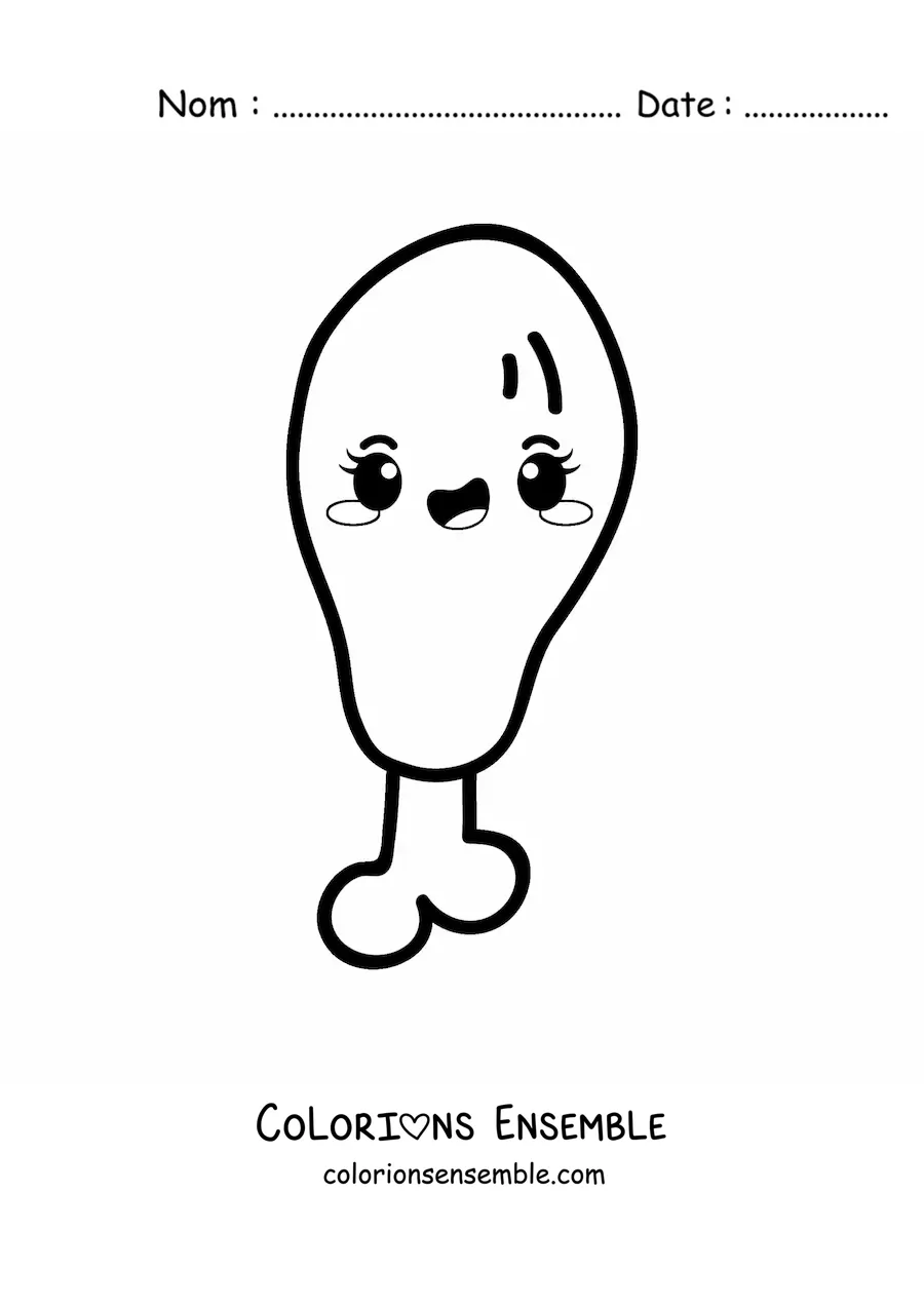 Image à colorier d'un mignon poulet frit kawaii