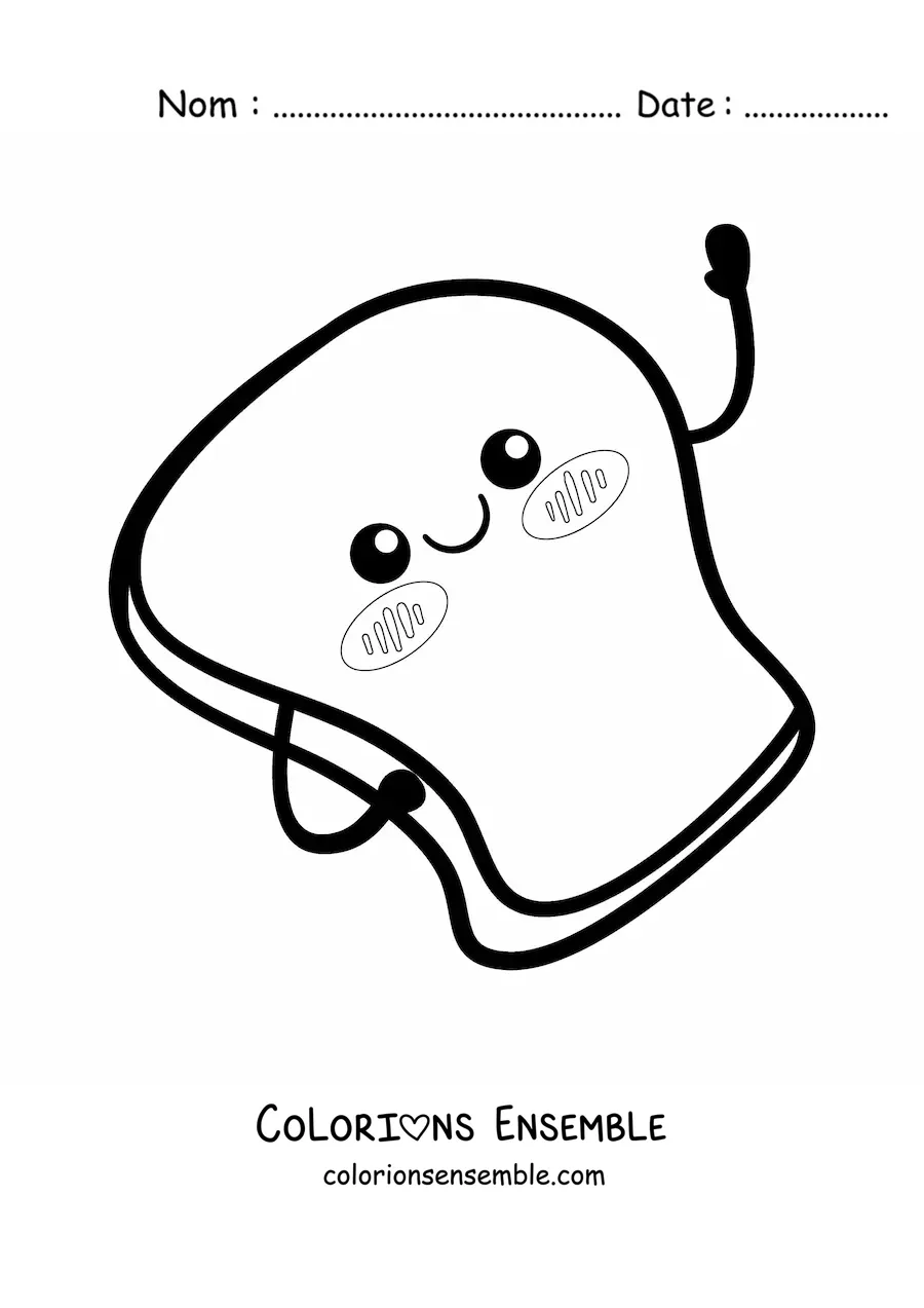 Image à colorier d'une mignonne tartine grillée kawaii
