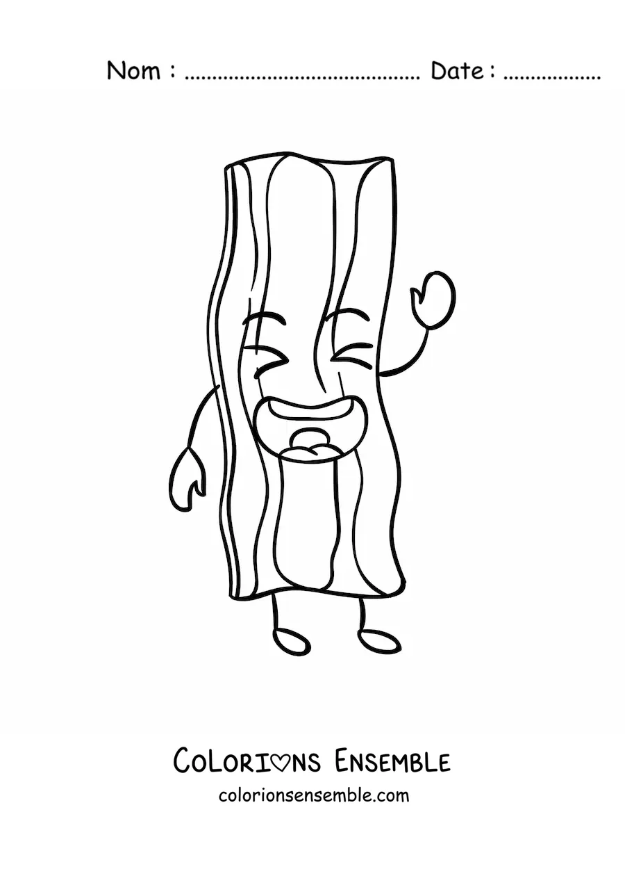 Image à colorier d'un mignon bacon frit kawaii