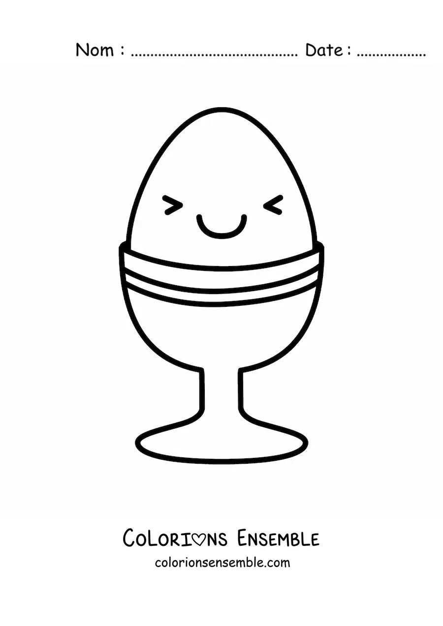 Image à colorier d'un grand œuf kawaii tout mignon