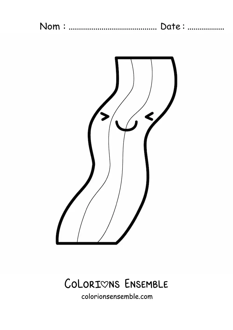 Image à colorier d'un grand bacon kawaii tout mignon