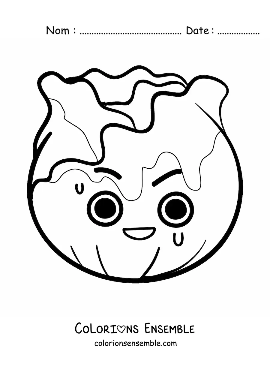 Image à colorier d'une mignonne laitue kawaii de dessin animé en colère