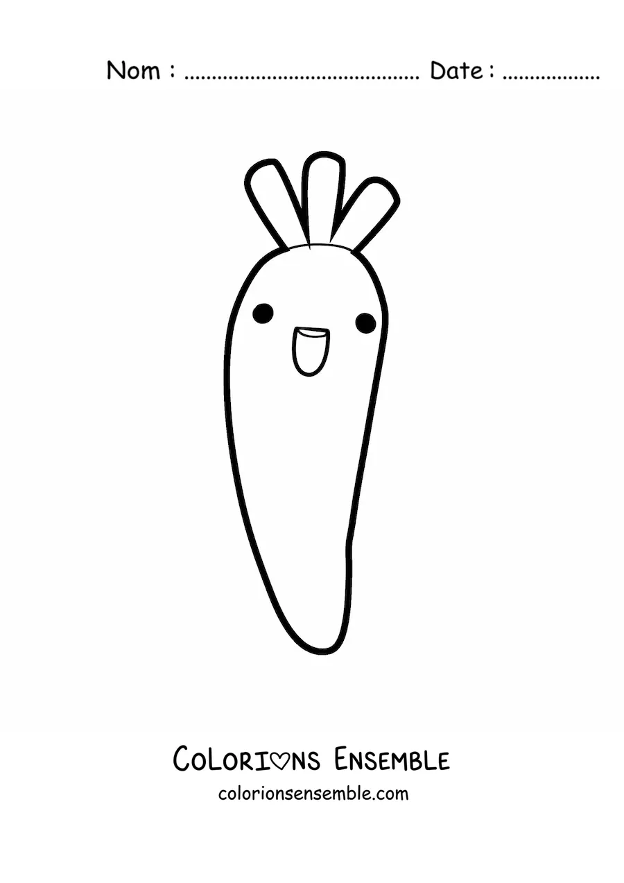 Image à colorier d'une grande carotte saine et mignonne kawaii de dessin animé
