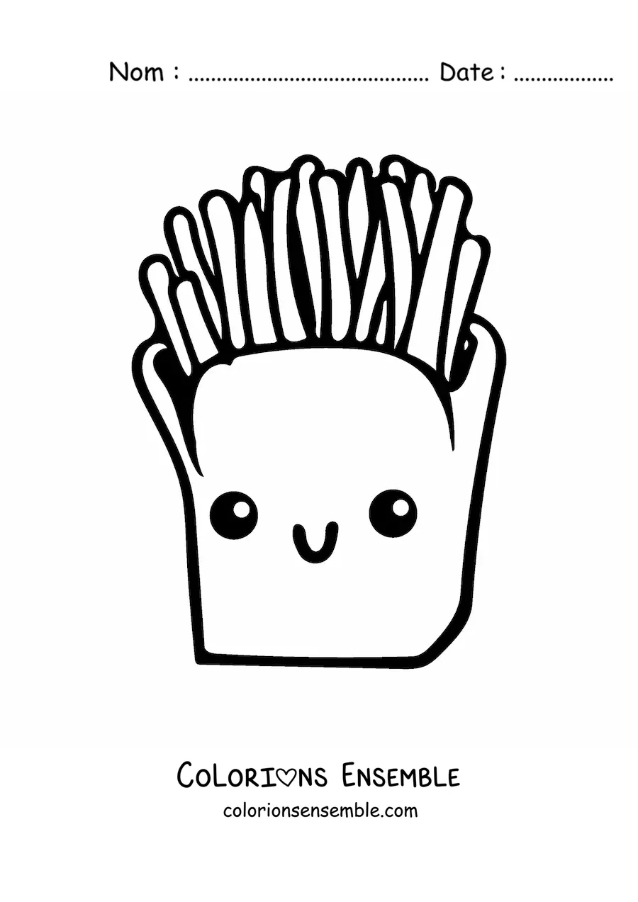 Image à colorier de frites kawaii
